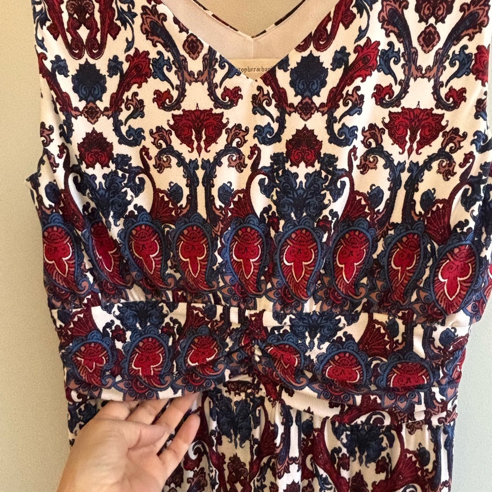 Christopher & Banks Red and Blue Paisley Dress